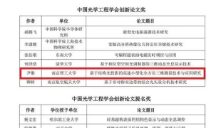 博士后尹维荣获第八届中国光学工程学会创新论文奖